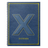 Geborduurde Blauwe Denim Patch Monogram Letter X Notitieboek (Voorkant)