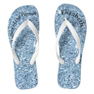 Geborduurde Blauwe Glitter Moeder van de Bruid Bru Teenslippers
