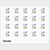 Geborduurde Blauwe Morning Glories Hart Sticker (Vel)