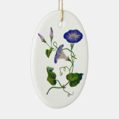 Geborduurde Blauwe Morning Glories Keramisch Ornament (Rechts)