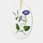 Geborduurde Blauwe Morning Glories Keramisch Ornament (Links)