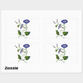 Geborduurde Blauwe Morning Glories Rechthoekige Sticker (Vel)
