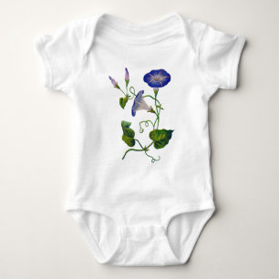 Geborduurde Blauwe Morning Glories Romper
