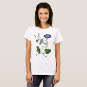 Geborduurde Blauwe Morning Glories T-shirt (Voorkant volledig)
