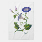 Geborduurde Blauwe Morning Glories Theedoek (Verticaal)