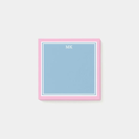 Geborduurde Blauwe Roze Randen Post-it® Notes (Voorkant)