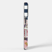 Geborduurde blauwe & witte gestreepte telefoonhoes Case-Mate iPhone case (Achterkant / Rechts)