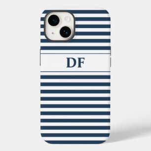 Geborduurde blauwe/witte strepen Case-Mate iPhone 14 hoesje
