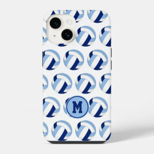 Geborduurde blauwe witte volleybalpatroon iPhone 14 hoesje