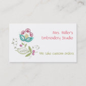 Geborduurde bloemen Borduurwerk Bloemen Patroon Visitekaartje (Voorkant)