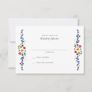 Geborduurde Bloemen Bruiloft RSVP Kaarten Kaartje