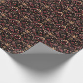 Geborduurde bloemen, donkere  elegantie cadeaupapier (Hoek)