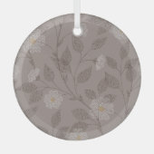 Geborduurde bloemen en bladeren, naadloos design. glas ornament (Voorkant)