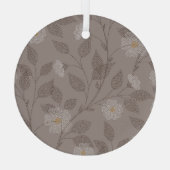 Geborduurde bloemen en bladeren, naadloos design. glas ornament (Achterkant)