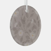 Geborduurde bloemen en bladeren, naadloos design. glas ornament (Voorkant Rechts)