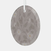 Geborduurde bloemen en bladeren, naadloos design. glas ornament (Voorkant links)