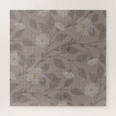 Geborduurde bloemen en bladeren, naadloos design. legpuzzel (Horizontaal)