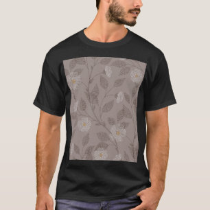 Geborduurde bloemen en bladeren, naadloos design. t-shirt
