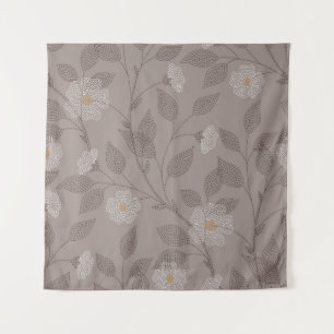 Geborduurde bloemen en bladeren, naadloos design. wandkleed