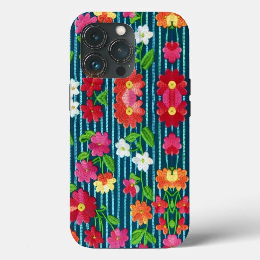 Geborduurde bloemen met CallisC-schroefdraad Case-Mate iPhone Case (Achterkant)