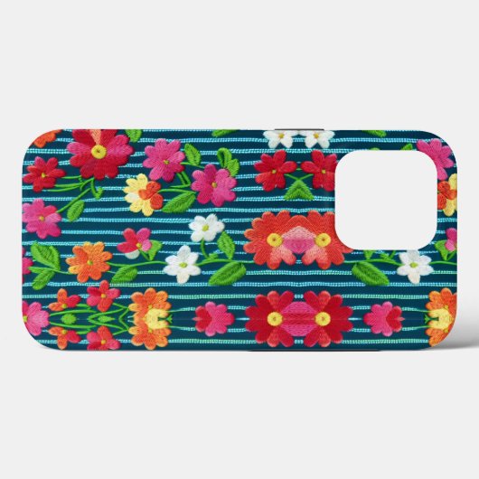 Geborduurde bloemen met CallisC-schroefdraad Case-Mate iPhone Case (Achterkant (horizontaal))