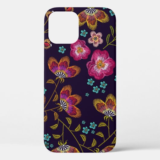 Geborduurde bloemen: mode naadloos patroon Case-Mate iPhone case (Achterkant)
