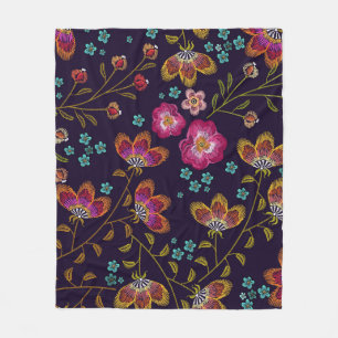 Geborduurde bloemen: mode naadloos patroon fleece deken
