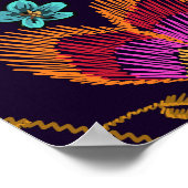 Geborduurde bloemen: mode naadloos patroon poster (Hoek)