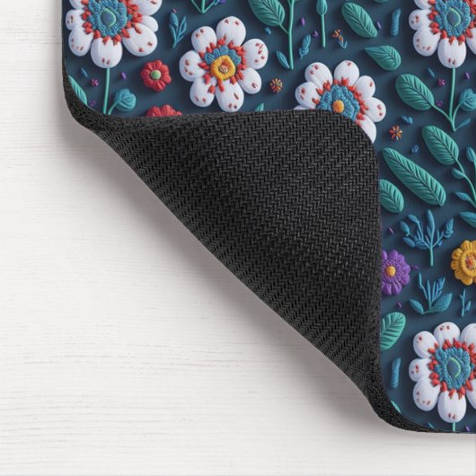 Geborduurde bloemen muismat (Hoek)