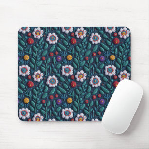 Geborduurde bloemen muismat