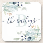 Geborduurde bloemen op harde plastic onderzetter (Voorkant)