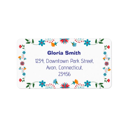 Geborduurde bloemen Rechthoekig adreslabel Etiket (Voorkant)