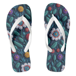 Geborduurde bloemen teenslippers