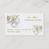 Geborduurde bloemen vlinder borduurpatroon visitekaartje (Voorkant)