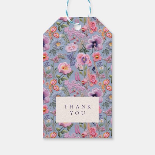 Geborduurde bloemenbruiloft Initialen dank u Cadeaulabel (Voorkant)