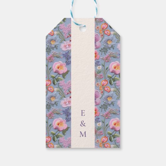 Geborduurde bloemenbruiloft Initialen dank u Cadeaulabel (Achterkant)