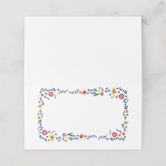 Geborduurde bloemenbruiloft plaatskaartje (Buitenkant ongevouwen)