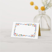 Geborduurde bloemenbruiloft plaatskaartje (Voorkant)