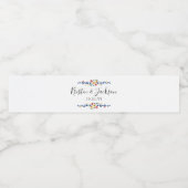 Geborduurde bloemenbruiloft waterfles etiket (Enkel label)