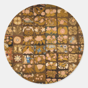  geborduurde bloemenquilt met dieren ronde sticker