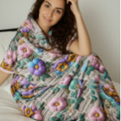 Geborduurde bloemenstijl | Pluche & Cosy Sherpa Deken