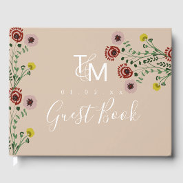 Geborduurde Bloemige Vintage Bloemen Botanisch Gastenboek