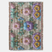 Geborduurde bloemstijl | Plush & Cozy Deken (Voorkant Verticaal)