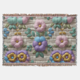 Geborduurde bloemstijl   Plush & Cozy Deken