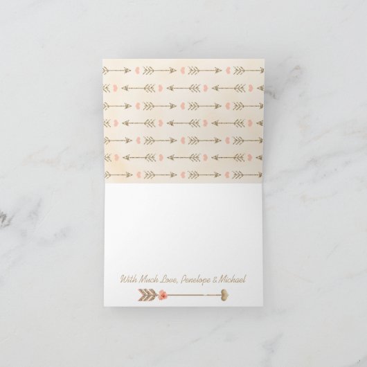 Geborduurde Blush Droomvanger Bruiloft Bedankje Bedankkaart (Binnen)