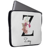 Geborduurde Boho Bloemen Initiaal Z Laptop Sleeve (Voorkant Rechts)