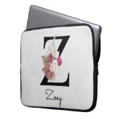 Geborduurde Boho Bloemen Initiaal Z Laptop Sleeve (Voorkant Links)
