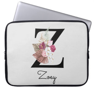 Geborduurde Boho Bloemen Initiaal Z Laptop Sleeve