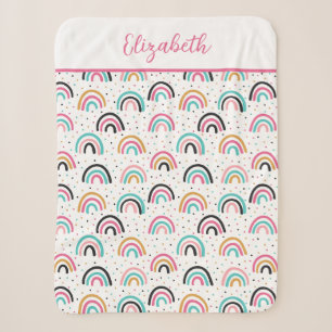 Geborduurde Boho Regenbogen Roze Turkoois Oranje Sherpa Deken