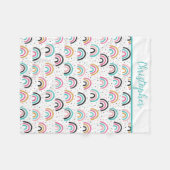 Geborduurde Boho Regenbogen Turquoise Sinaasappel Fleece Deken (Voorkant (Horizontaal))